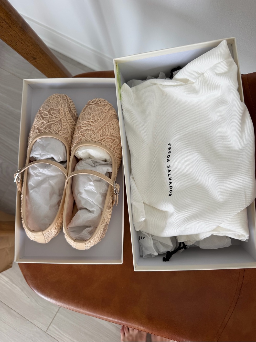 Freda Salvador Nude Lace Mary Jane Ballet Flat - Picture 7 of 8